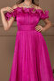 Chiffon Ruffle Detail Midi Dress - FUCHSIA - 2