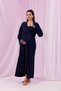 Navy Blue Lace Detailed Long Dressing Gown Maternity Nightgown-Dressing Gown Set of 2