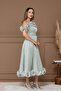Chiffon Ruffle Detail Midi Dress - MINT GREEN - 7