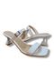 White Buckle Goblet Heeled Women's Sandals - 6