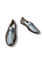 Women's Metallic Silver Genuine Leather Loafer - Metal Buckle - 2