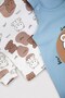 Baby Boy 0-3-6-9 Months Bear Printed Salopet / Gardener Jumpsuit and Underwear Set - 5