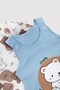 Baby Boy 0-3-6-9 Months Bear Printed Salopet / Gardener Jumpsuit and Underwear Set - 6