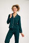 Long Sleeve Cotton Women's Dark Green Piping Pajama Set - 5