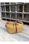 Tan Women's Straw Lock Hand and Shoulder Bag