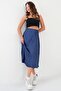 Midnight Blue Satin Skirt - 2