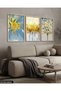 Blue Flower Watercolor Look 3 Piece Wooden Framed Painting Act - 4