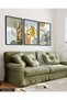 Gold, White, Feather, Leaf, 3 Piece Black Wooden Framed Painting Act - 4