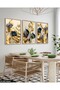 Elegant Gold Leaf Flowers 3 Piece Wooden Framed Painting Act - 3