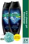 Men Pure Arctic 3 in 1 Men's Shower Gel and Shampoo 500 ml X 2 Pcs + Shower Fiber Gift