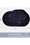 Ellora Black Oval Bath Mat Set of 2 Leather and Non-Slip Base Soft Textured Machine Washable - 7