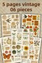 90 Pieces 5 Sheets Vintage Sticker Set - Agenda Scrapbook Bullet Journal Phone Notebook Sticker