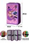Purple Heart Girls Patterned Pvc Three Compartment Girls Organizer Pen Holder Pencil Case -Cp7002 - 2