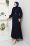 Women's Belt Detailed Chiffon Evening Dress - 2