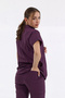 Single Top Snap-Button Stretch Fabric Mandarin Collar Doctor and Nurse Surgical Scrubs Plum | BRLSNAPS - 7