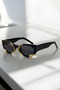 Schlangenmuster Gold Patterned Unisex Black Sunglasses - 3
