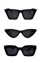 Saol Unisex Black Cat Frame Uv400 Sunglasses Set of 3