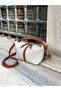 Tan Women's Linen Locked Sandal Hand and Shoulder Bag - 4