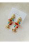 Colorful Sequin Sequined Fishtail Earrings –Gold Color Bohemian Earrings Model-Gold Fishtail Detailed Jewelry - 5