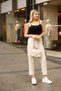 2004 Plus Size Carrot Leg High Waist Lycra Women's Trousers - 2