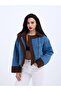Plush Denim Coat - Blue - 2