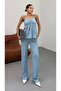 13962 - Textured Strap Top and Wide Leg Pants Set - 5