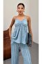 13962 - Textured Strap Top and Wide Leg Pants Set - 6