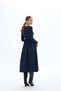 Women's Maxi Length Stretchy Knitted Top with Poplin Skirt Long Sleeve Stylish Navy Blue Dress / Sevde Ugur - 5