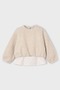 Girl's Hem Shirt Look Plush Sweatshirt - Beige