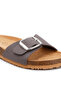 Women Buckle Strap Slip On Sandals in Grey Brown - 5