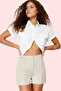 Women's Fashion Rib Detailed Woven Shorts High Waist Pipe Leg Casual Combinations Summer Shorts - 3