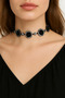 Relief Rose Detail Stone Choker Necklace