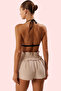 Women's Fashion Beach Shorts Plain Pattern Flared Cotton High Waist Short Length Summer Shorts Weekend - 4