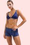 Women's Fashion Short Length Denim Shorts Plain Pattern Lace-Up Flared Cotton Summer Beach Summer Shorts - 2