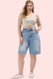 Women's Fashion Denim Shorts High Waist Straight Fit Short Length Cotton Daily Use Quality Material - 2