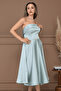 Satin Back Strap Detail Midi Dress - Mint Green - 4