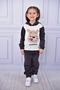 Polar Bear Embroidery Hoodie Winter Long Sleeve Bottom Top Children's Suit - 2