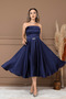 Satin Back Strap Detail Midi Dress - Dark Blue - 5