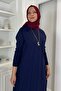 Beyza Ribbed Knitwear Dress Navy Blue - 2