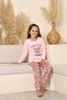 Long Sleeve Crew Neck Interlock Leopard Pink Color Girls Pajama Set - 2