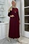 Beyza Ribbed Knitwear Dress Burgundy - 4