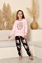 Pink Color Girls' Pajama Set with Long Sleeves, Crew Neck and Interlock Penguin - 2
