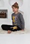 Long Sleeve Crew Neck Interlock Basketball Gray Color Boys Pajama Set - 3