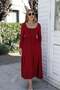 With Bouquet Women's Front & Back Open Collar Robe Pleated Slit Long Sleeve Combed Cotton Long Dress - 2