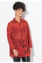 Women's Plus Size Red, Sleeve Mouth Elastic, A-Line, Polka Dot Print Chiffon Shirt 65N39101 - 3