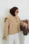 Camel Wide Collar Short Trench Coat - 7530 - 4