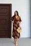 Short Sleeve Elastic Waist Patterned Midi Dress - 4