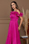 Chiffon Ruffle Detail Midi Dress - FUCHSIA - 4