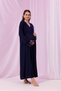 Navy Blue Lace Detailed Long Dressing Gown Maternity Nightgown-Dressing Gown Set of 2 - 5