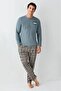 100% Cotton Cycling Collar Long Sleeve Men's Pijamas Suit